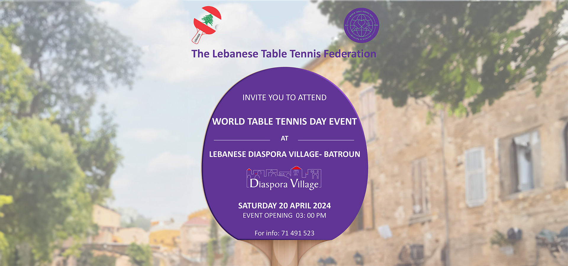 WORLD TABLE TENNIS DAY EVENT 20 APRIL 2024 Lebanese Table Tennis